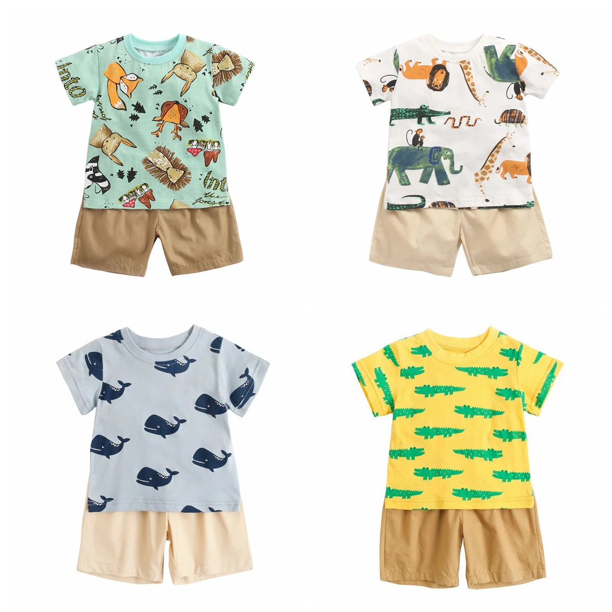 Boys Cartoon Cotton Summer Outfit – 2Pcs