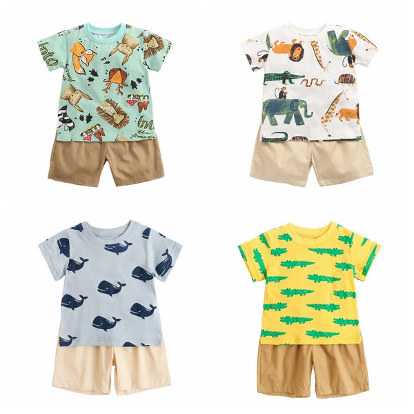 Boys Cartoon Cotton Summer Outfit – 2Pcs