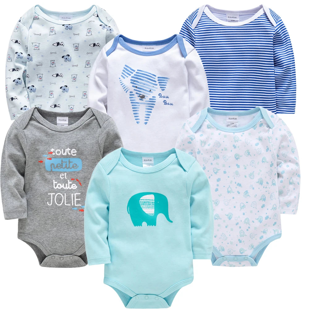 Baby Cotton Bodysuit Set – 3 or 6 PCS