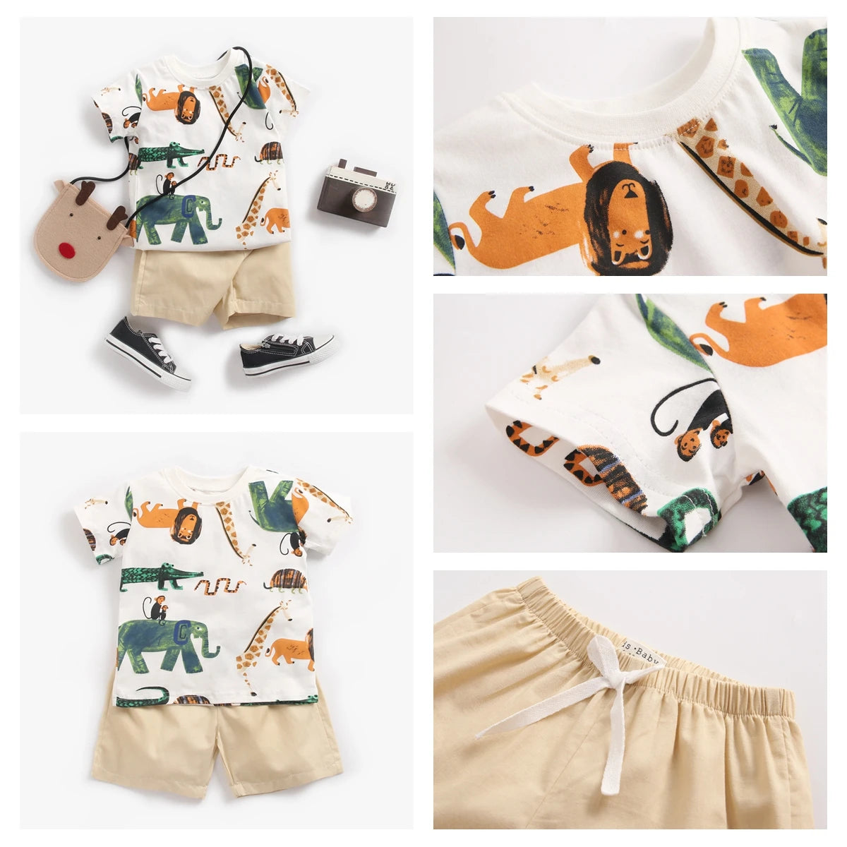 Boys Cartoon Cotton Summer Outfit – 2Pcs