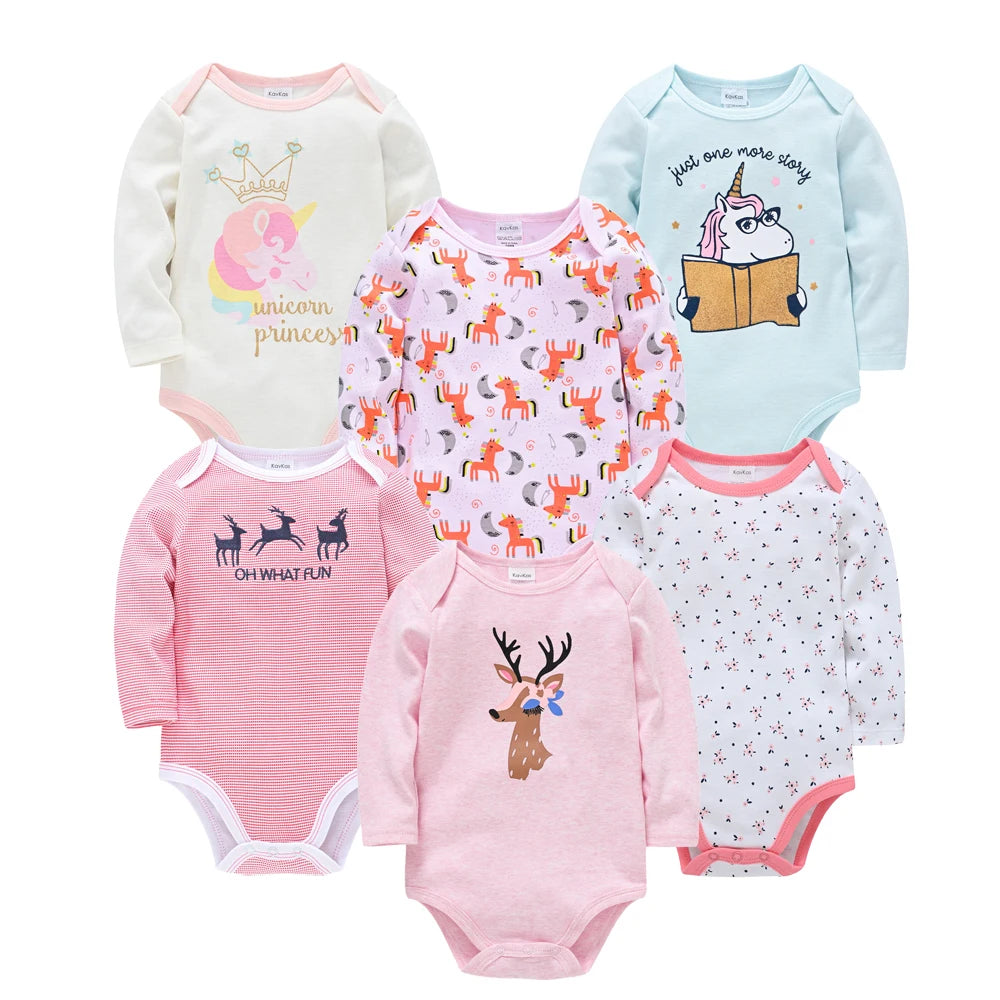 Baby Cotton Bodysuit Set – 3 or 6 PCS