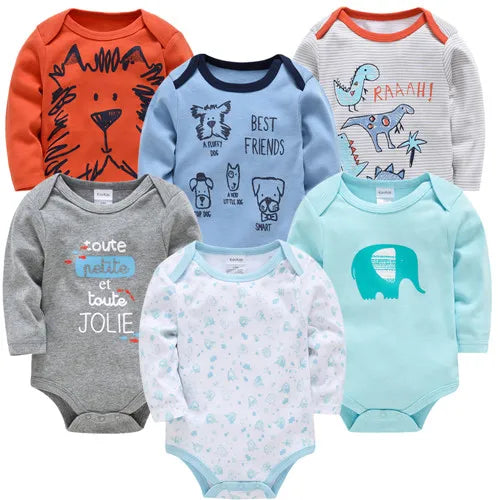 Baby Cotton Bodysuit Set – 3 or 6 PCS