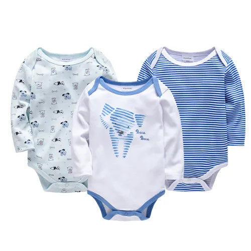 Kavkas Baby Bodysuit Set – 3/6pcs Cotton Long Sleeve Rompers (Newborn–Toddler)