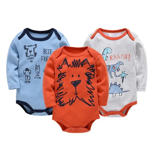 Baby Cotton Bodysuit Set – 3 or 6 PCS