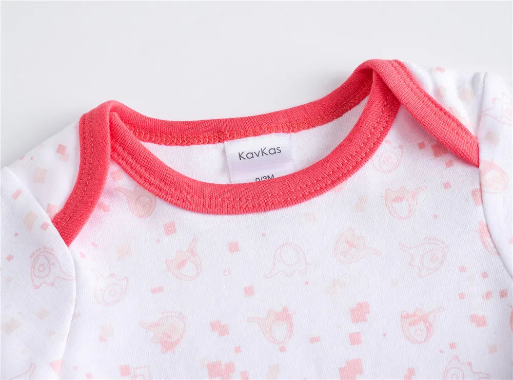Kavkas Baby Bodysuit Set – 3/6pcs Cotton Long Sleeve Rompers (Newborn–Toddler)