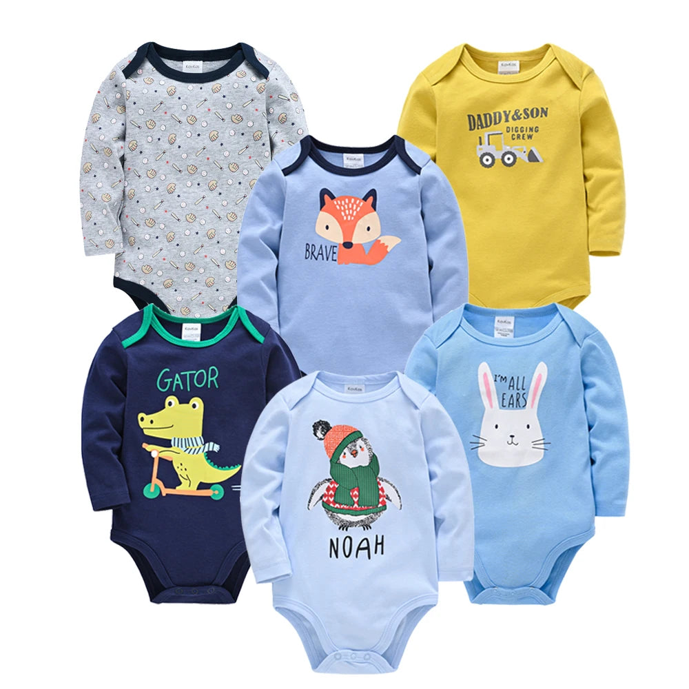 Baby Cotton Bodysuit Set – 3 or 6 PCS