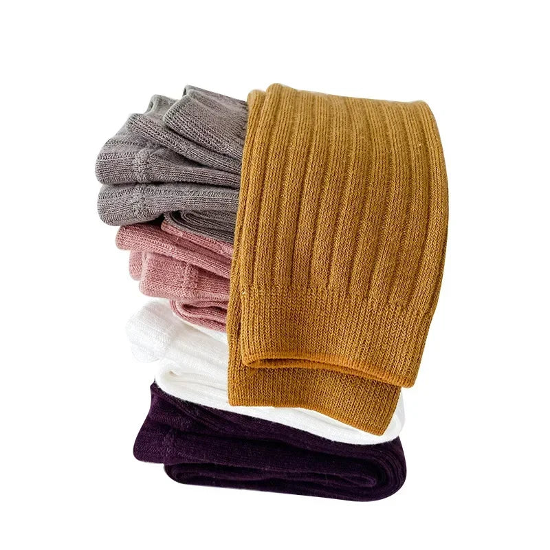 Baby Cotton Ribbed Leggings – Solid Color Pants for Kids (0–6Y)