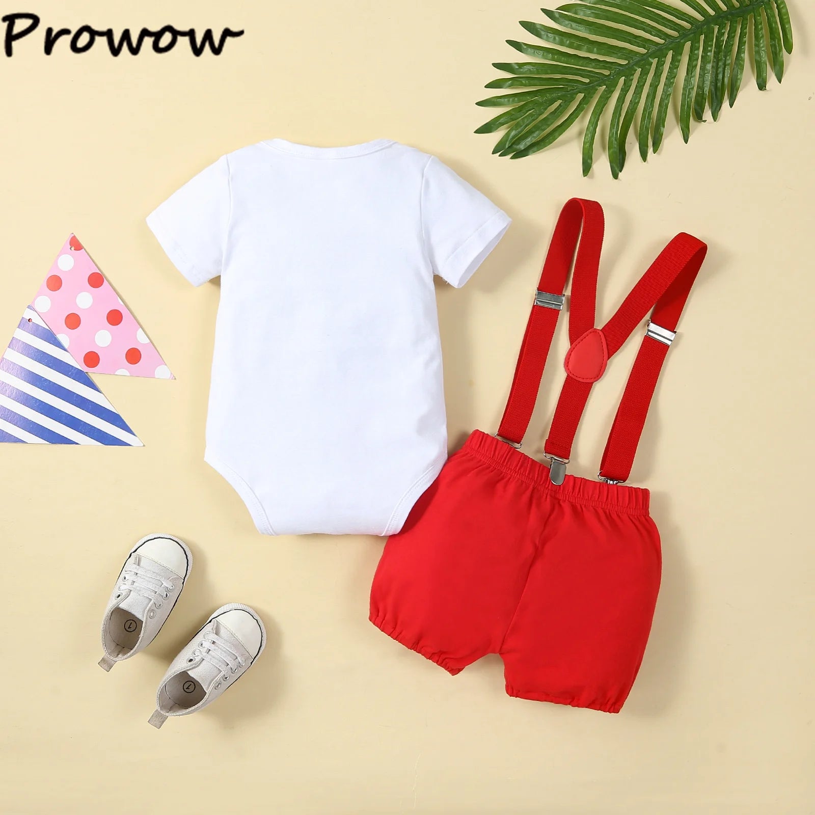 Baby Boy 1st Birthday Outfit – Balloon “1” Bodysuit & Suspender Shorts