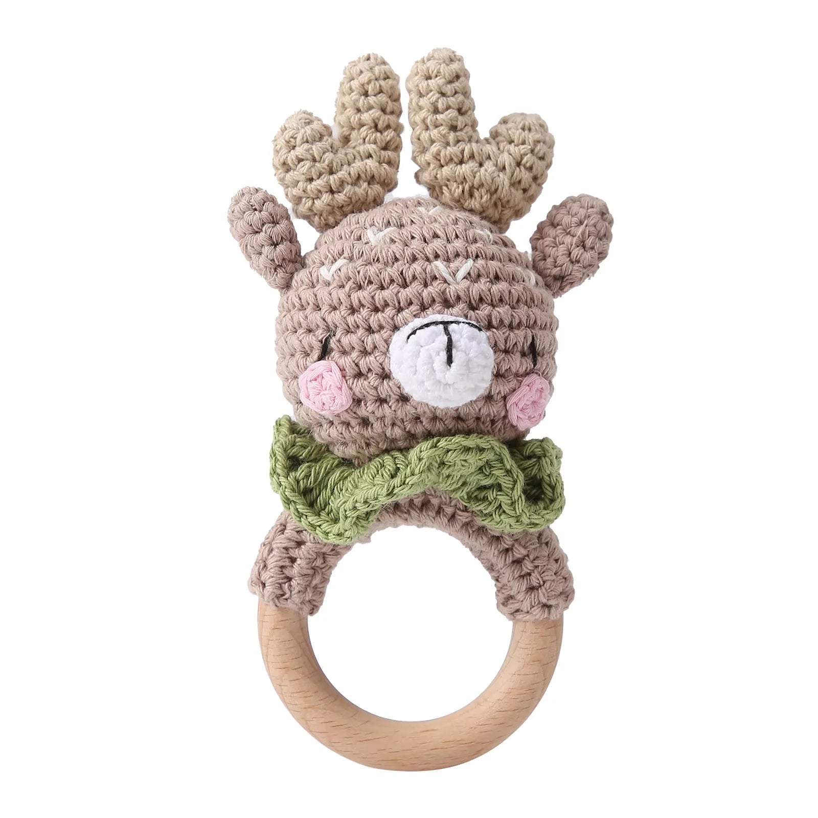Baby Crochet Wooden Rabbit Rattle Toy