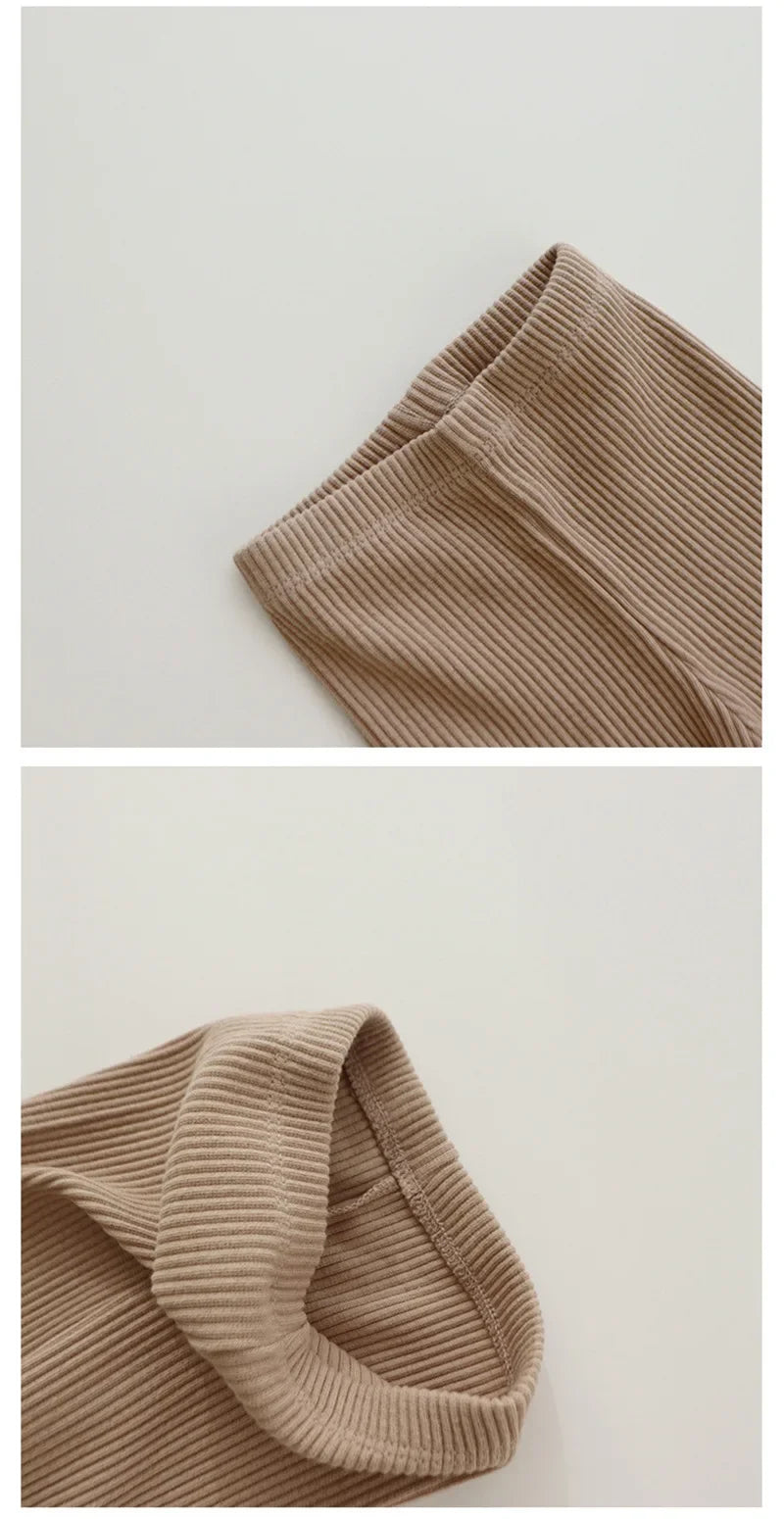 Baby Ribbed Cotton Leggings – Lace Trim Pants for Toddlers