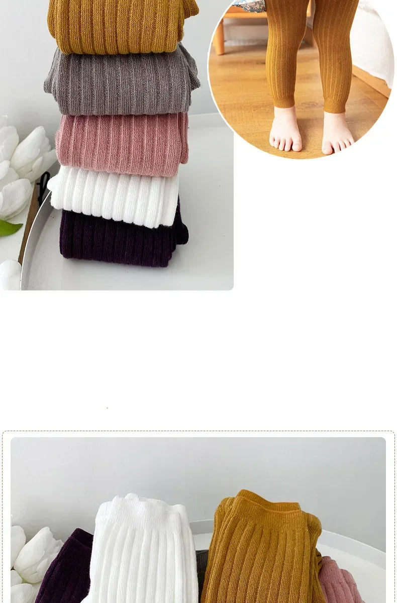 Baby Cotton Ribbed Leggings – Solid Color Pants for Kids (0–6Y)