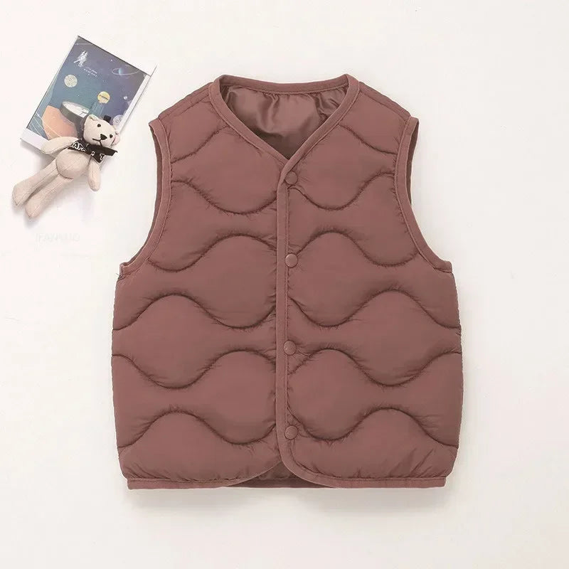 Children’s Warm Cotton Vest – Solid Autumn Winter Waistcoat for Kids