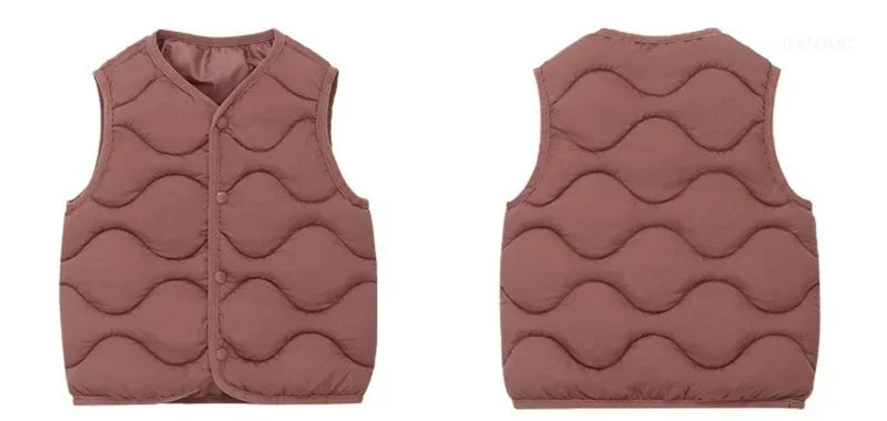 Children’s Warm Cotton Vest – Solid Autumn Winter Waistcoat for Kids