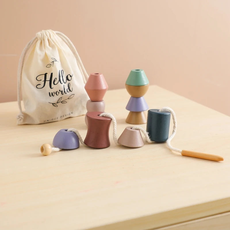 Baby Wooden Animal Threading Toy