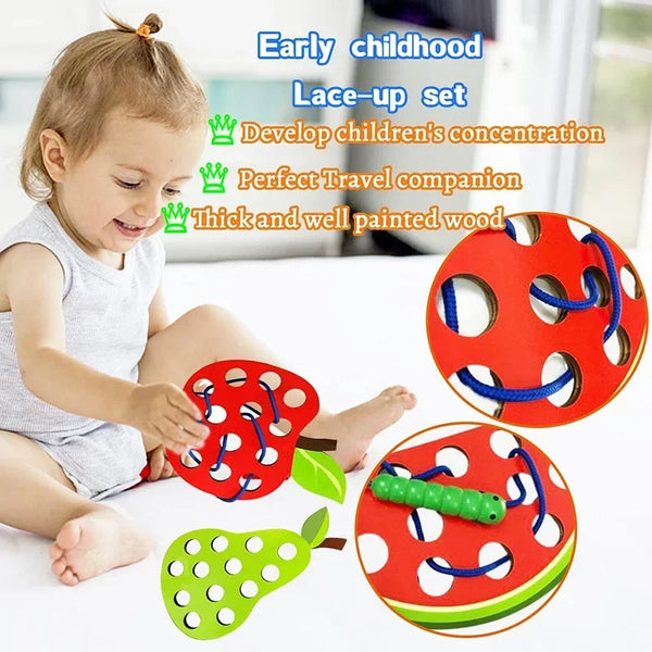 Wooden Fruit Lacing Toy Set