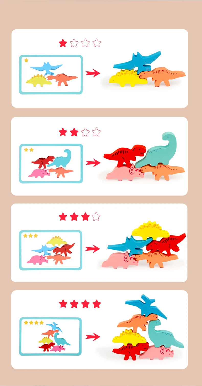 Wooden Dinosaur Balance Stacking Toy