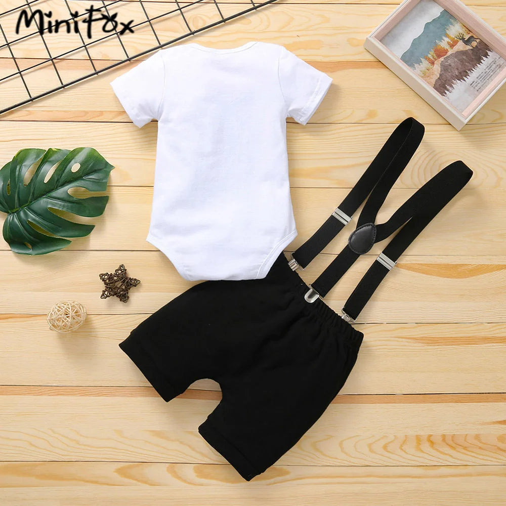 Baby Boy 1st Birthday Outfit – Balloon “1” Bodysuit & Suspender Shorts