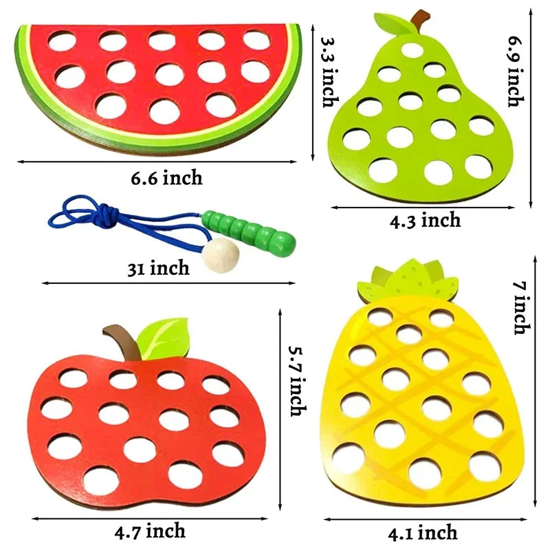 Wooden Fruit Lacing Toy Set