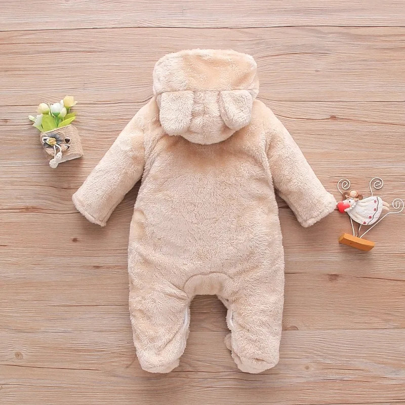 Baby Plush Romper – Warm Cartoon Climbing Outfit (0–2Y)