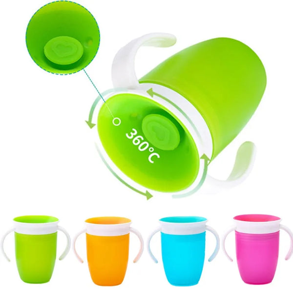 360° Baby Training Cup – Leakproof Silicone with Handles & Flip Lid