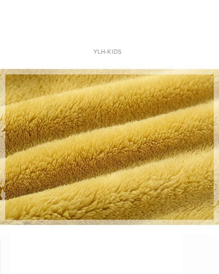 Children’s Plush Coat – Solid Color Warm Jacket for Toddlers & Kids