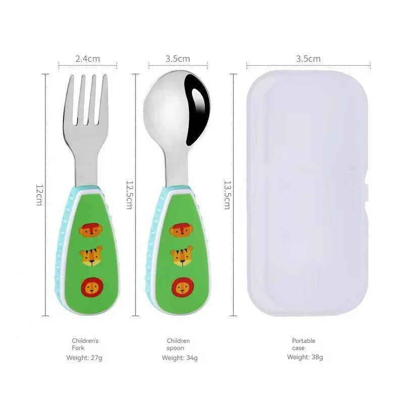2-Piece Toddler Utensil Set – Cartoon Dinosaur