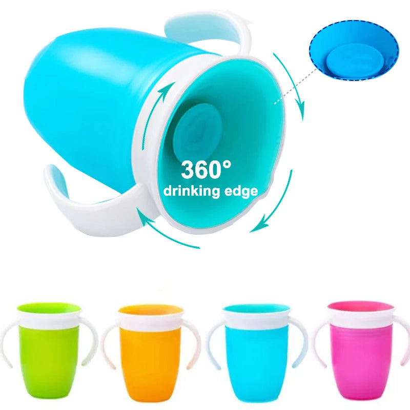 360° Baby Training Cup – Leakproof Silicone with Handles & Flip Lid