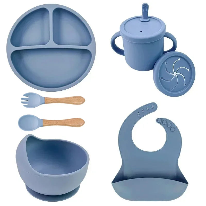 Silicone Baby Feeding Set – Bowl, Plate, Cup & Utensils
