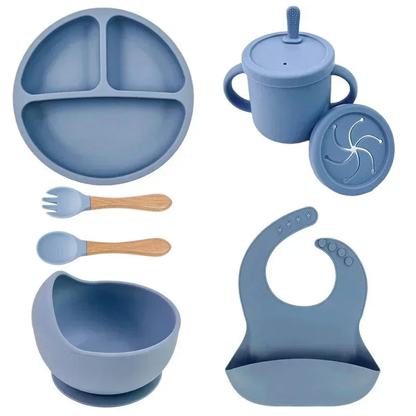 Silicone Baby Feeding Set – Bowl, Plate, Cup & Utensils