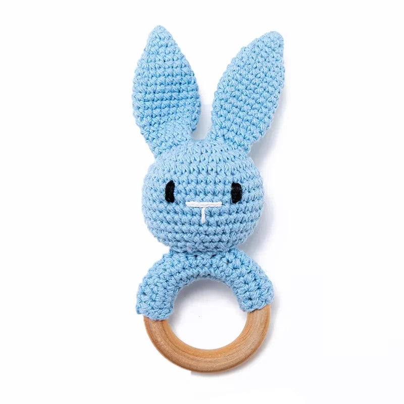 Baby Crochet Wooden Rabbit Rattle Toy