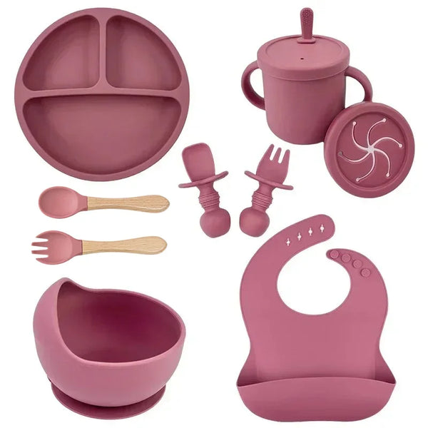 Silicone Baby Feeding Set – Bowl, Plate, Cup & Utensils