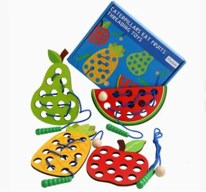 Wooden Fruit Lacing Toy Set