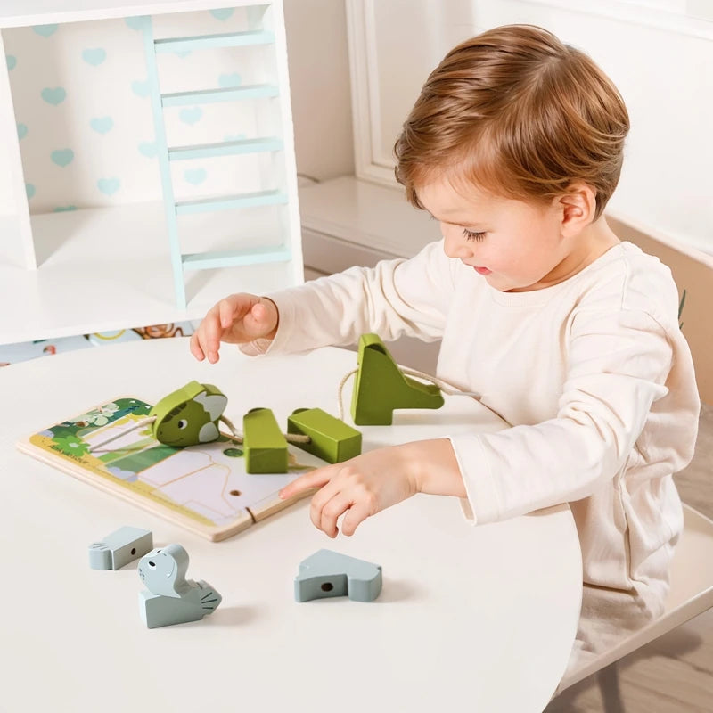 Baby Wooden Animal Threading Toy