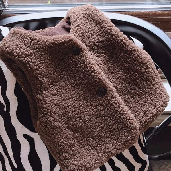 Autumn Winter Baby Plush Vest – Lamb Wool Warm Waistcoat for Kids
