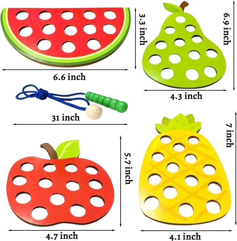 Wooden Fruit Lacing Toy Set