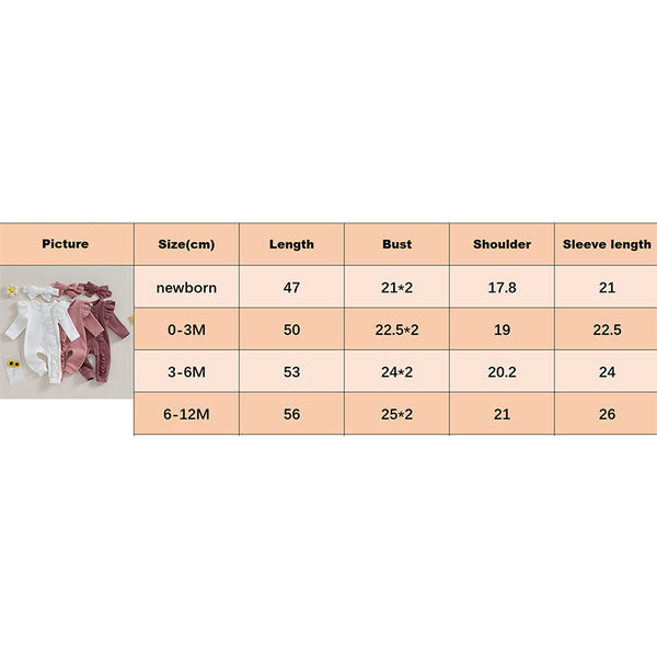 Baby Girl Autumn Jumpsuit – Bow Headband Set