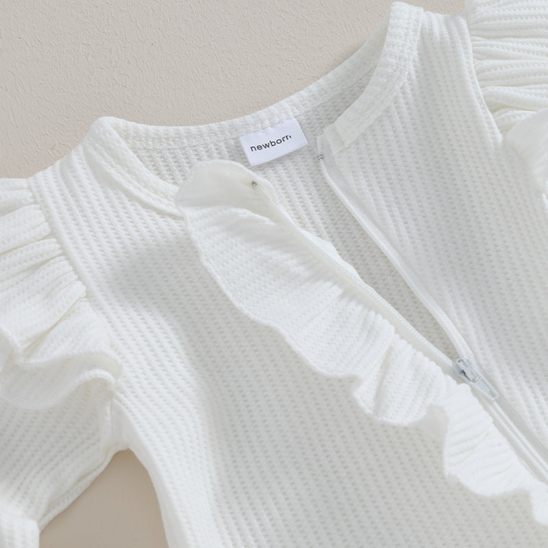 Baby Girl Autumn Jumpsuit – Bow Headband Set