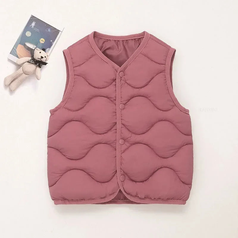 Children’s Warm Cotton Vest – Solid Autumn Winter Waistcoat for Kids