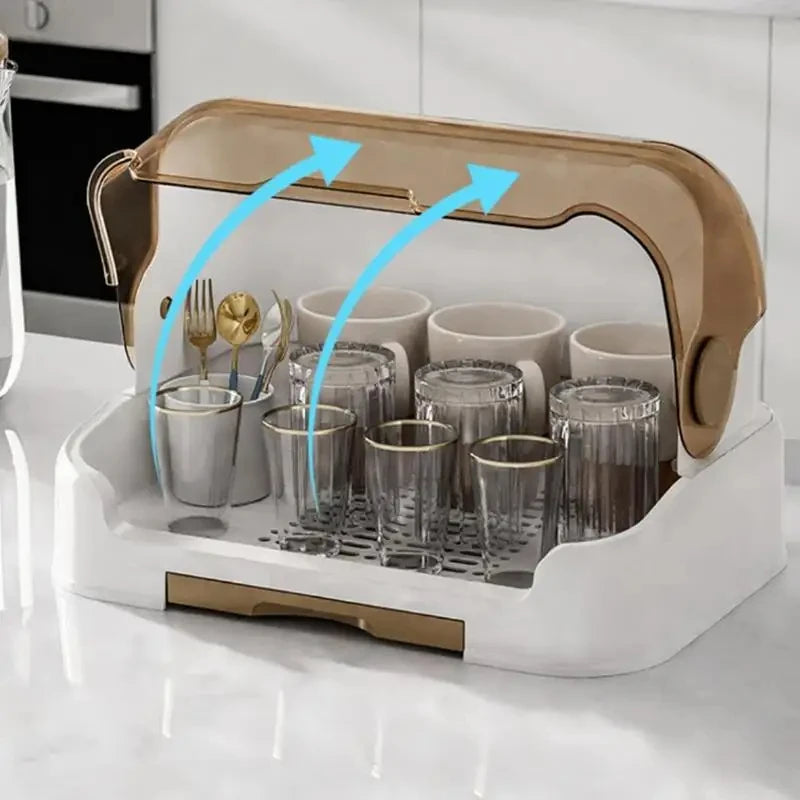 Portable Baby Bottle Drying Rack & Storage Box – Dustproof with Drip Tray