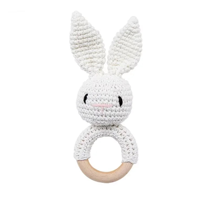 Baby Crochet Wooden Rabbit Rattle Toy