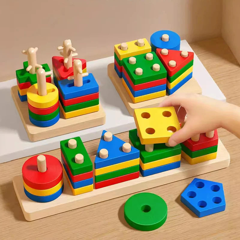 Montessori Wooden Building Blocks Toy