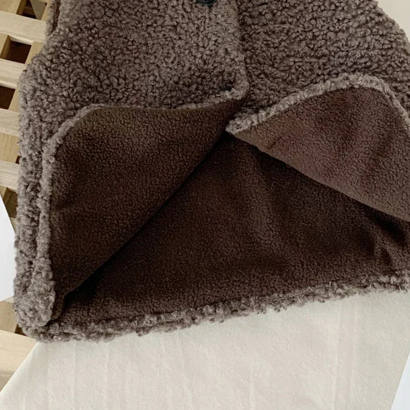 Autumn Winter Baby Plush Vest – Lamb Wool Warm Waistcoat for Kids