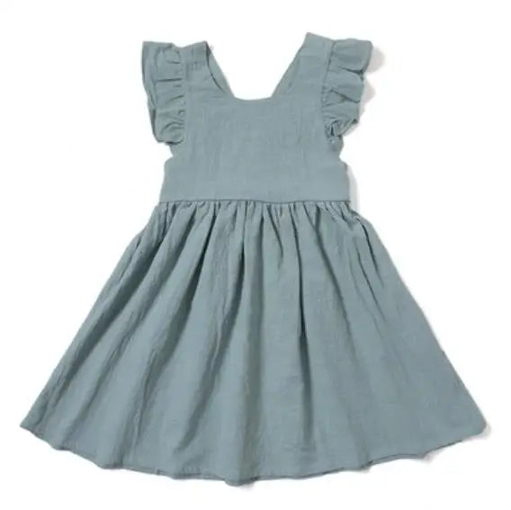 Summer Baby Girl Cotton Linen Princess Dress – Flying Sleeve
