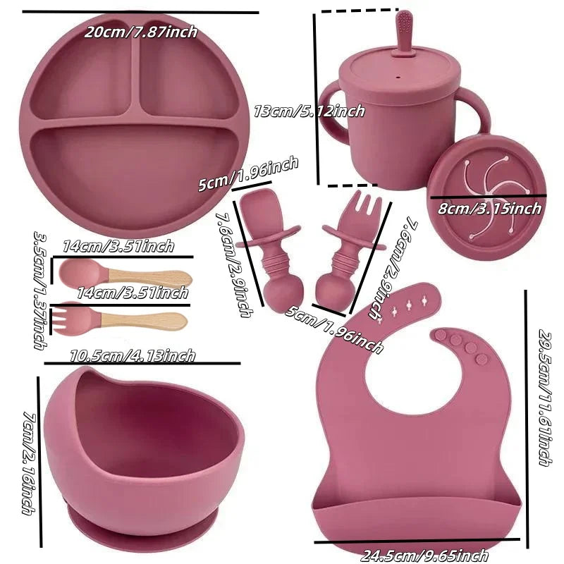 Silicone Baby Feeding Set – Bowl, Plate, Cup & Utensils