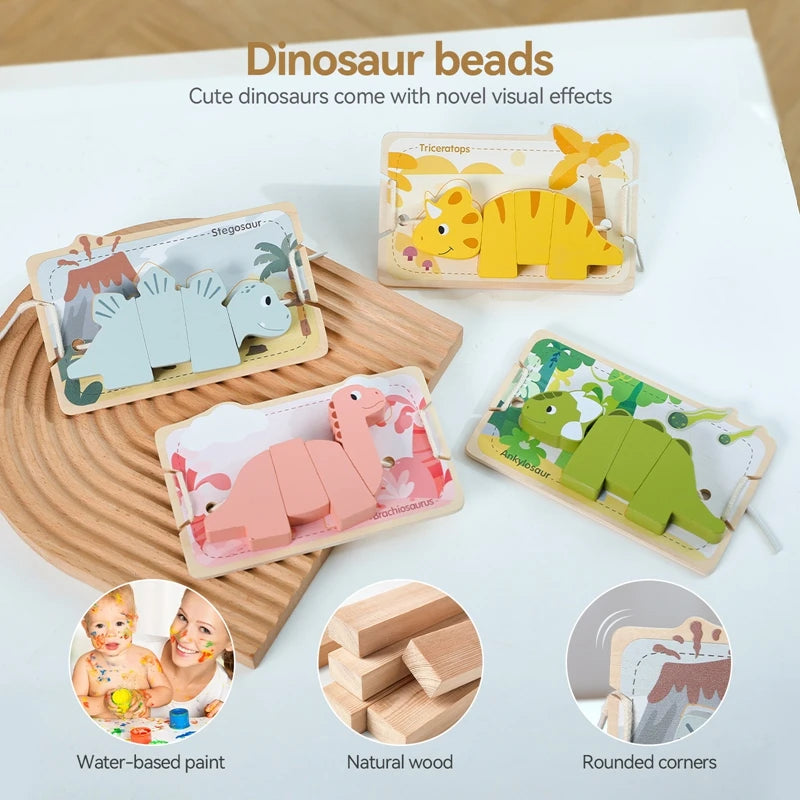 Baby Wooden Animal Threading Toy