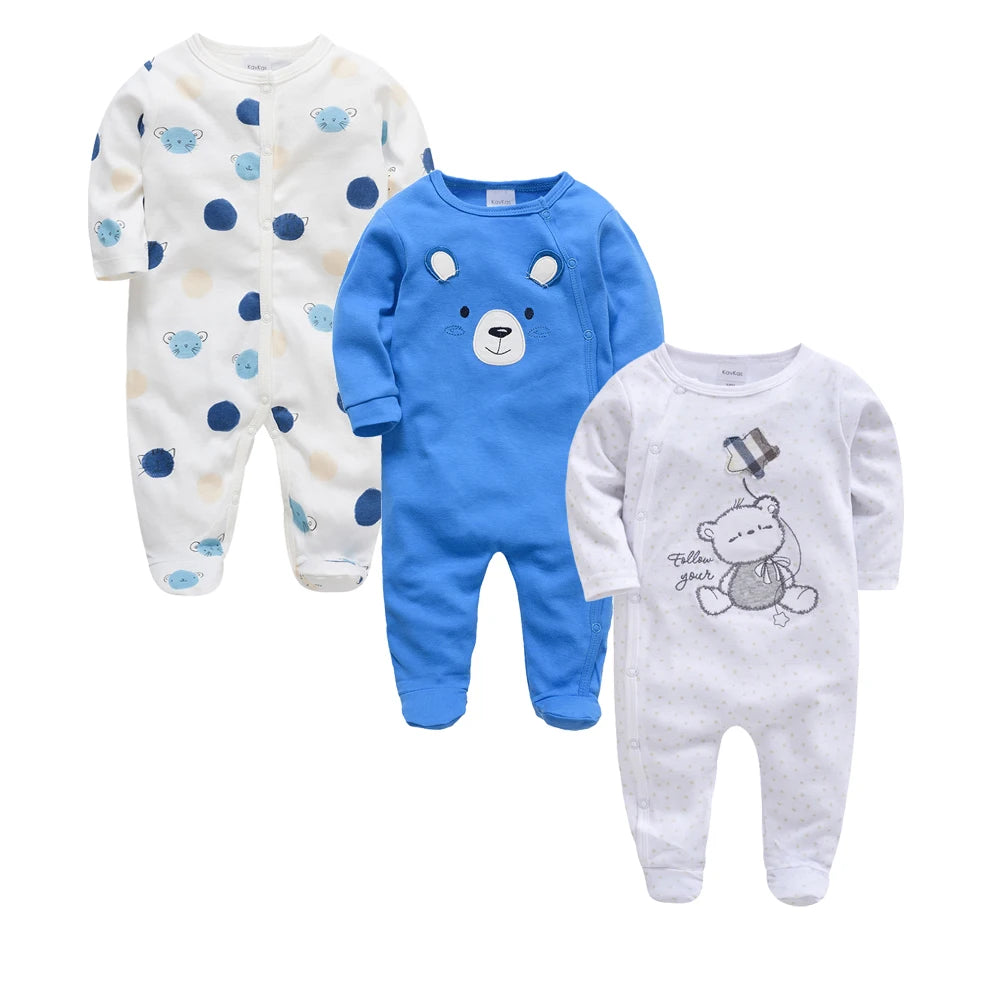 3/4PCS Baby Cotton Rompers Long Sleeve 0-12M