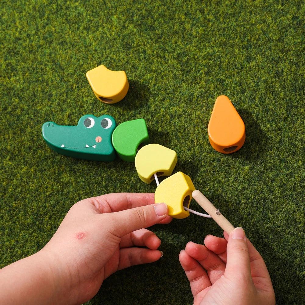 Baby Wooden Animal Threading Toy