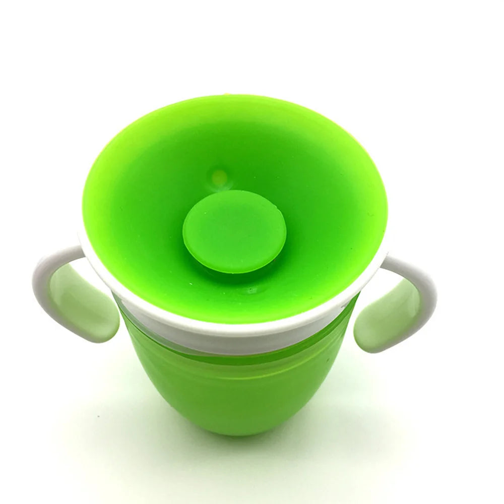 360° Baby Training Cup – Leakproof Silicone with Handles & Flip Lid