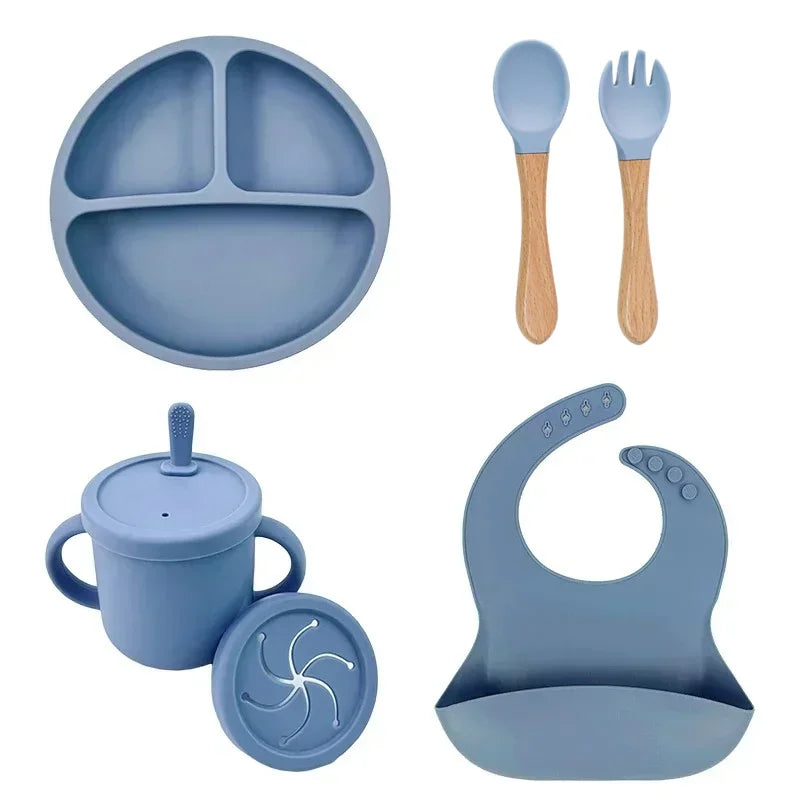 Silicone Baby Feeding Set – Bowl, Plate, Cup & Utensils