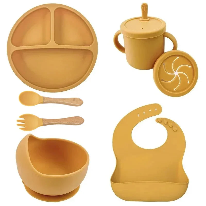 Silicone Baby Feeding Set – Bowl, Plate, Cup & Utensils